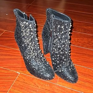 JESSICA SIMPSON BLACK Glitter and pearl boots